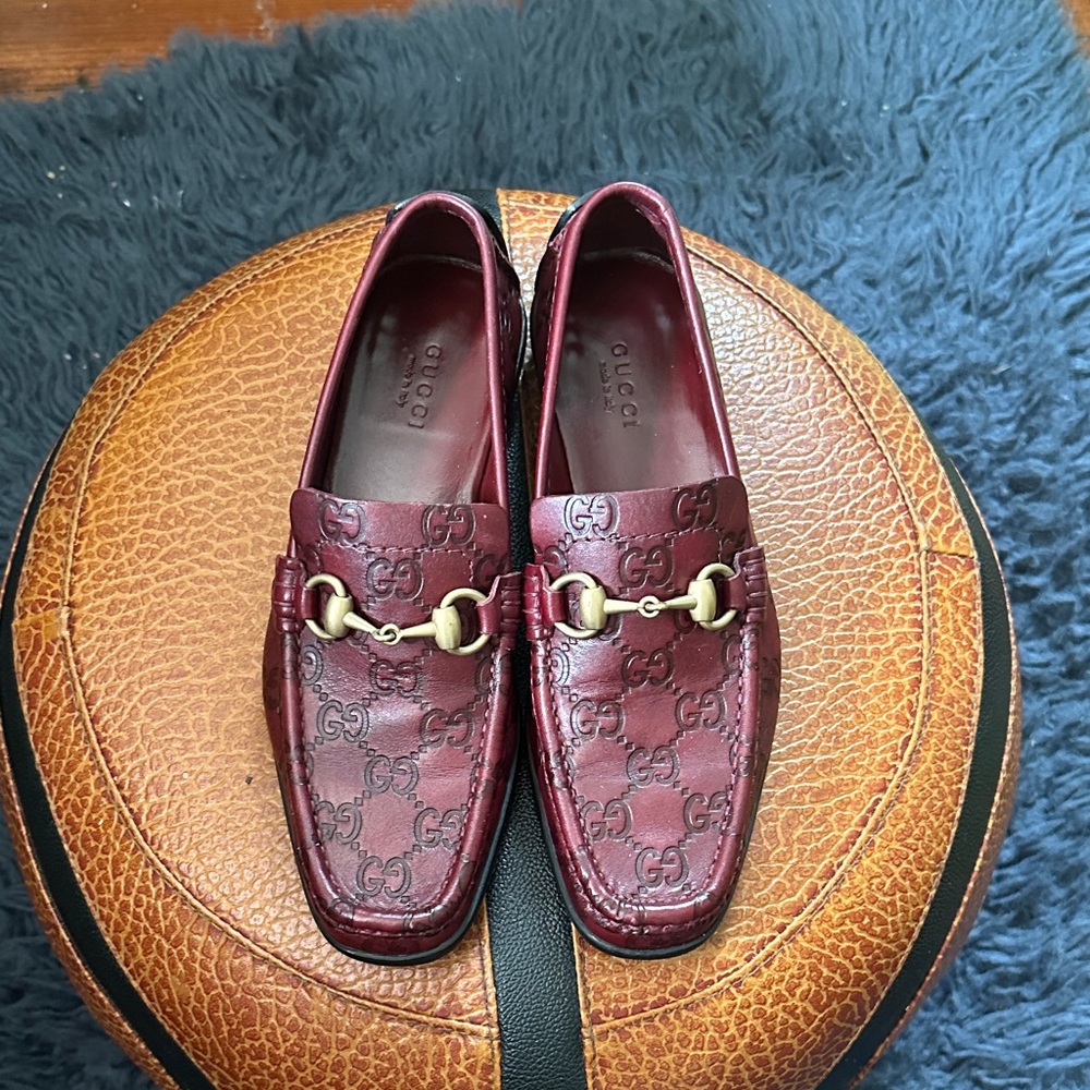 Gucci Men's Deep Red Leather Loafers